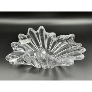Cofrac Art Verrier Vannes Le Chatel Crystal Wave Candy Dish 8” Made in France